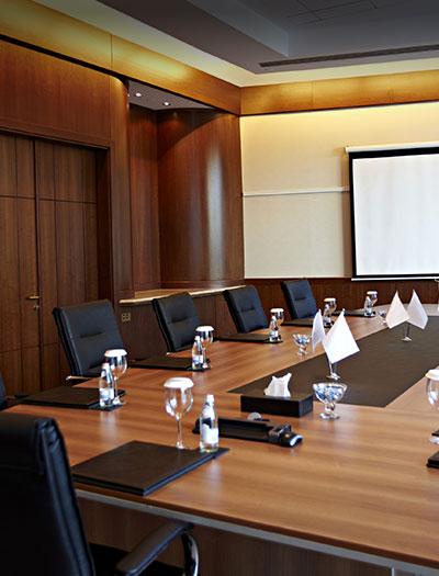 Board room set up for a meeting