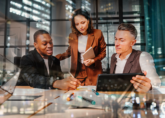 Team working at a desk